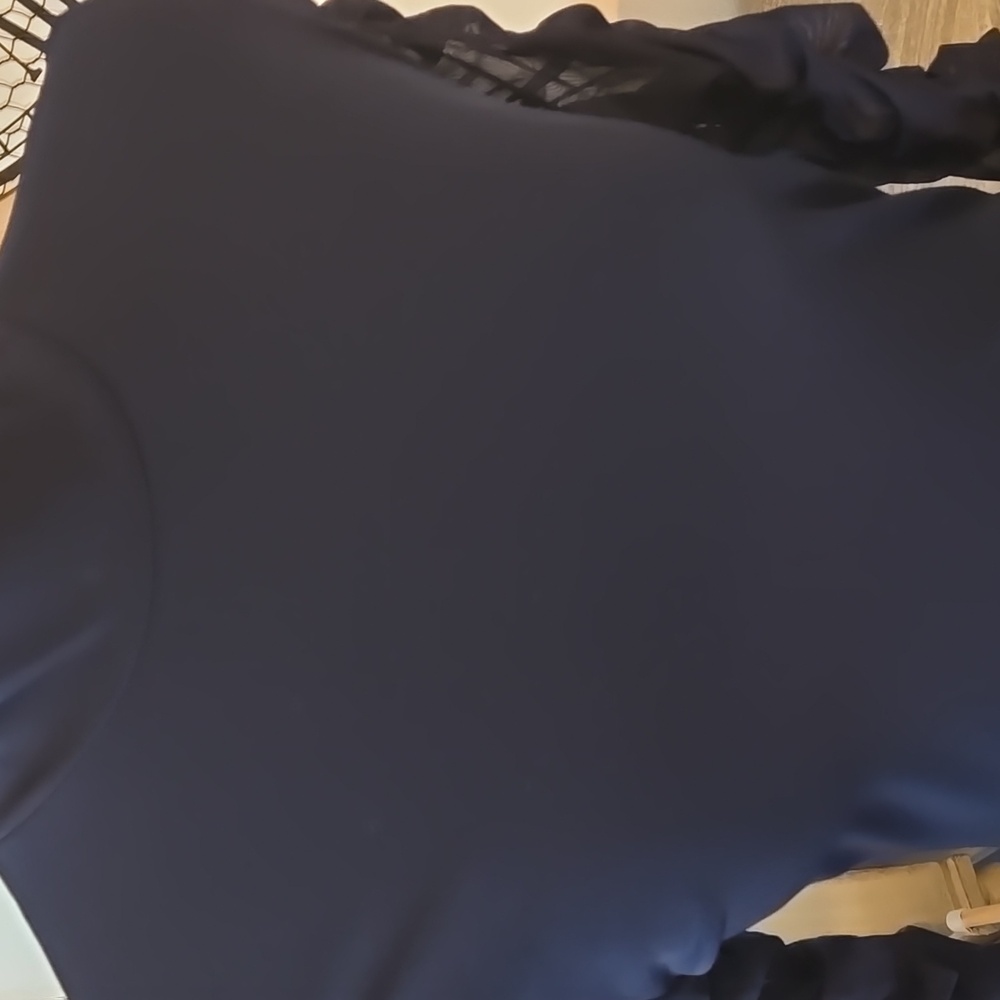 VENUS Navy Long Sleeve Top with Ruched Detailed Sleeves Mock Neck - Picture 11 of 12